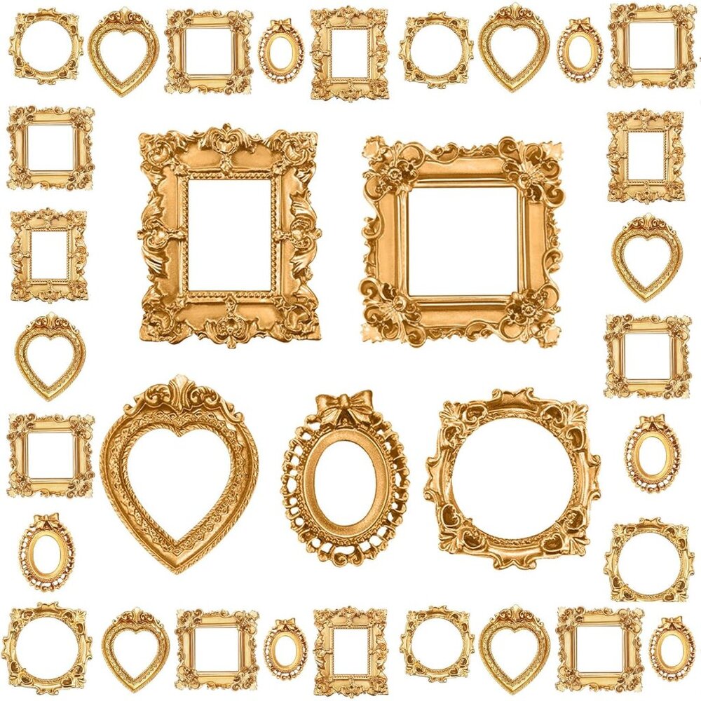 50 Pcs Vintage Mini Picture Frames Baroque Antique Small Resin Jewelry Display T